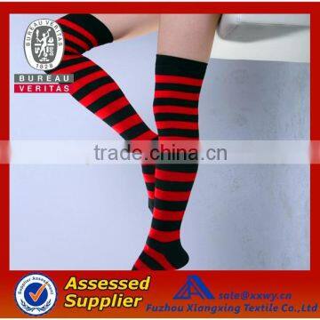 Wholesale Cheap Custom Red and Black Stripes Hand Knitted Blending sex leg warmer