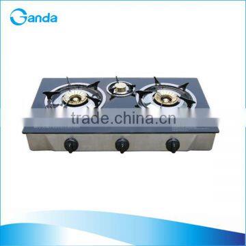 Household Gas Stove 3 Burners with Tempered Glass Top (GT-673S)