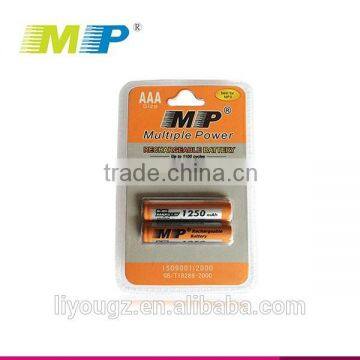 Factory Wholesale price MP brand AAA 1250 battery rechargeable battery high capacity battery