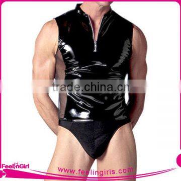 Factory Price Zipper Sexy Hot Man Leather Catsuit