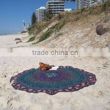 Indian Cotton Handmade Mandala Beach Throw Roundie Yoga Mat Tapestry Wall Hanging Boho Hippie Dorm Decor