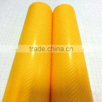 Wholesale shiny yellow glossy 4d car wrap vinyl carbon fiber sheet price