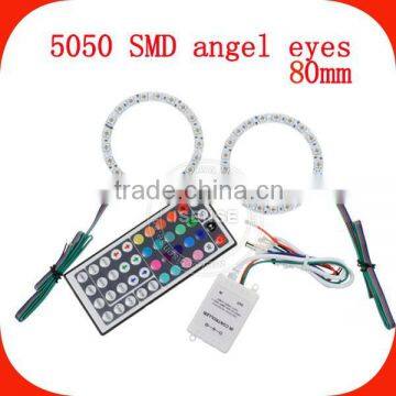 Hot sale Epistar chips White PCB 80mm full circle DC12v led rgb 5050 remote control led angel eyes e87