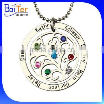 Custom 925 Sterling Silver Personalized Family Tree Birthstone Pendant For Mum photo-2