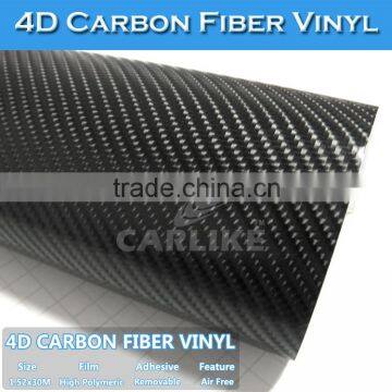 CARLIKE Self Adhesive Wrap Black 4D Carbon Fiber Car Body Sticker