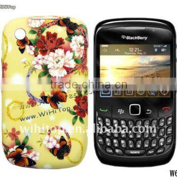 Flower & Butterfly Printed Case for Blackberry Curve 8520.W601