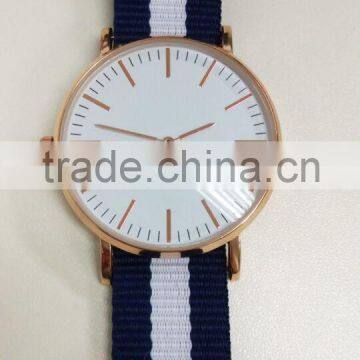 Customized Your Logo Men Women Real Leather Nylon Whatchband Luxury Rose Gold Clock