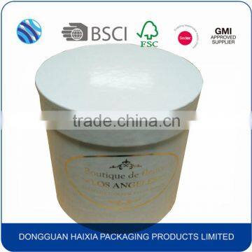 Small size custom printed cardborad paper round flower packaging box with ribbon handle