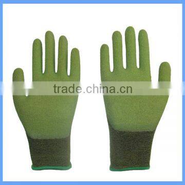 13 gauge wrinkle latex Palm dipped bamboo spandex glove