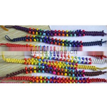 Hot Sale Wholesale Handmade Colourful Glass Beads Wax-cotton Braided Friendship Bracelets