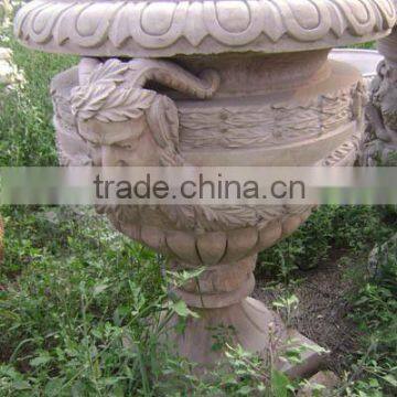 Marble garden planter fence pot sculpture stone hand carved from Vietnam