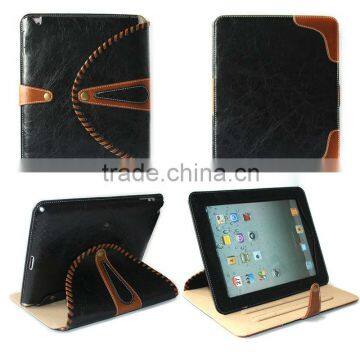 Stand Case Laptop Case real leather Case with card bag for Ipad