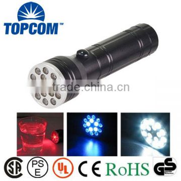 15 LED Flashlight UV Ultra Violet Light & Red Laser Pointer Torch Light