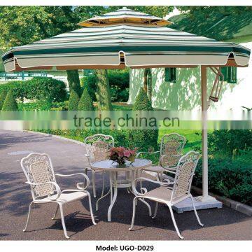 Modern Style White Wicker Bar Table & Chairs with Umbrella