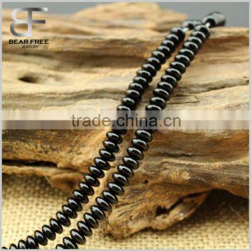 Natural Black Agate Onyx Abacus Roundel Beads, Black Onyx Rondelle Beads Strand