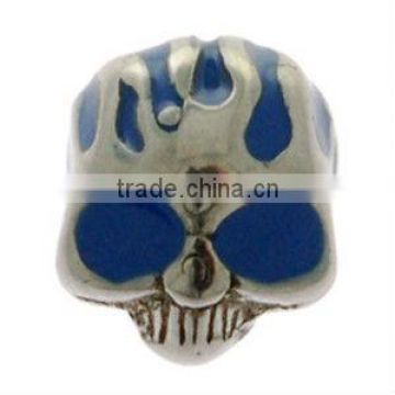 Surgical Steel Enamelled Threaded Skull - Blue