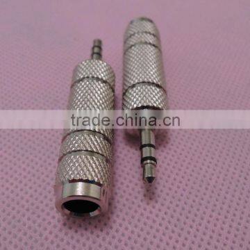 Stereo Audio silver 3.5 male to 6.5 female connector adapter