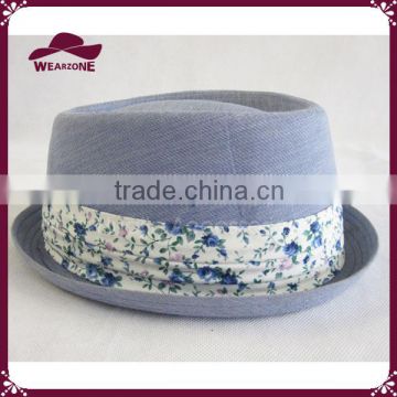 Hot Selling Polyester Fedora Hat with Flower Band