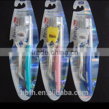 Soft Nylon Adult toothbrush with dental floss
