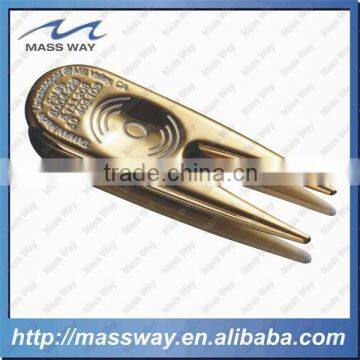 Custom 3D zinc alloy metal antique brass gold golf divot fixer tool