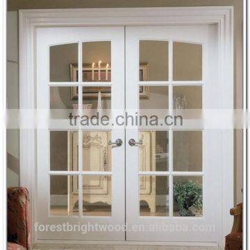 White color interior wood double french doors