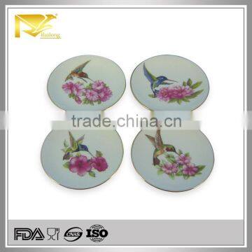 home decor 8 '' round humming bird pattern ceramic dish chafing, home use chafing dish