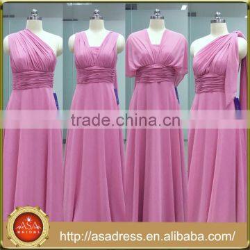 ASAJ-03 Real Photos Custom Made Pleats A-line Floor Length Chiffon Long Convertible Bridesmaid Dresses 2016