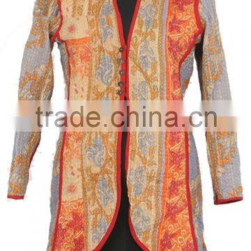 RTHCJC-17 Beautiful Flower Designer Print Full sleeve size reversible cotton kantha Ladies Winter Jackets Jaipur Manufacturer