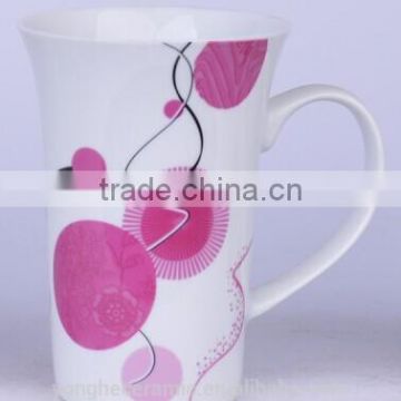 Hot sale Elegant tall porcelain Floral mugs