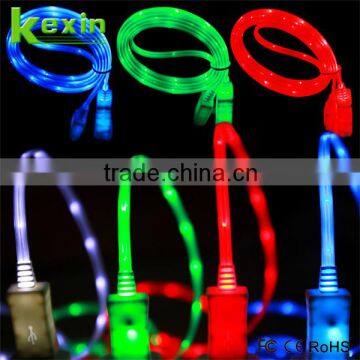 Wholesale Mobile Charger LED TPE Micro Cable Flat USB Data Charging for Samsung