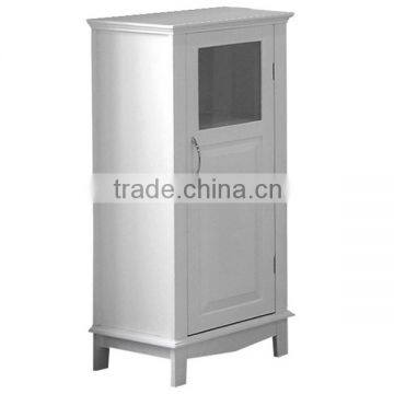 Bathroom white storage floor cabinet wooden single door cabinet