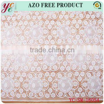 White circular flower woven mesh embroidery lace fabric with holes