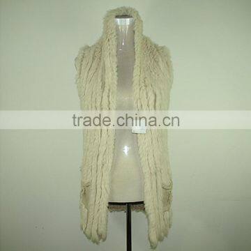 Women rabbit knit fur sleeveless vest KZ14021