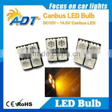 Canbus Error Free Yellow Color 4 SMD T10 168 194 License Plate LED Light Bulbs