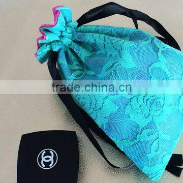 Good promotional drawstring gift lace bag cheap fashion design