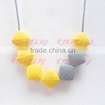 yellow&gray multicolor baby teething necklace wholesale2016 Most Popular TN039