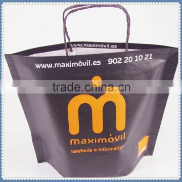 2016 New design popular kraft paper bag eco friendly & economic with twisted patch handle