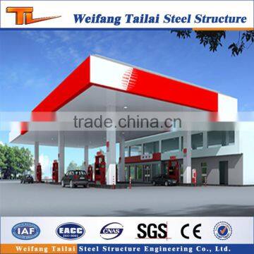 low cost gas station steel girder truss construction