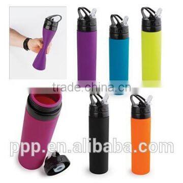 ornament silicone foldable water bottle/ bpa free water bottles, thermos