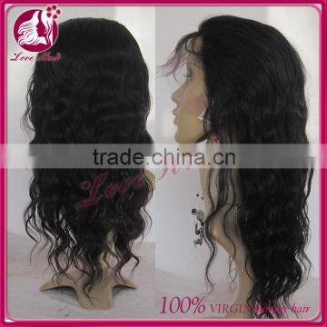 Natural wave human hair wig for black women wearing full lace wig