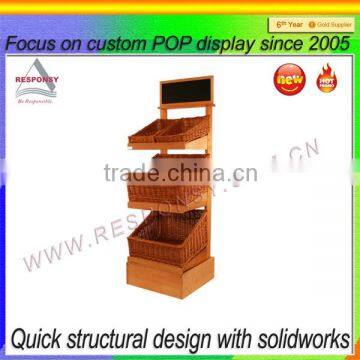 environmental nature wood material display stand in supermarket