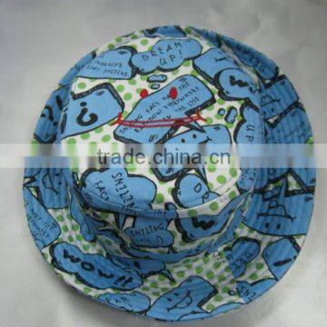 New Design Smile Face Printing Flower cotton Bucket Hat