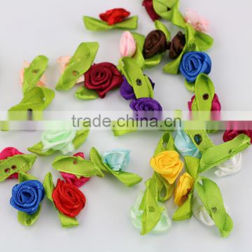 Handmade Silk Satin Ribbon Flowers 13mm Mini Rose Flowers Pattern