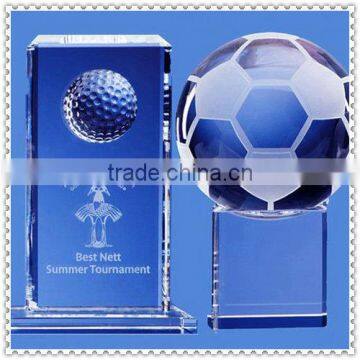 Crystal Glass Soccer Awards Trophy For Sports Souvenir