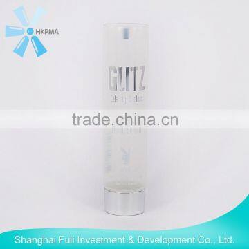 See-through plastic tube with flip top cap for packaging cosmetics