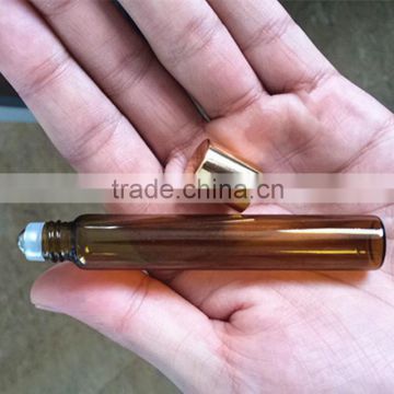 Amber roll on glass perfume bottle for 10ml perfume bottle with glass roll on ball