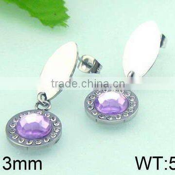 2015 Fashion stainless steel crystal drop earrings