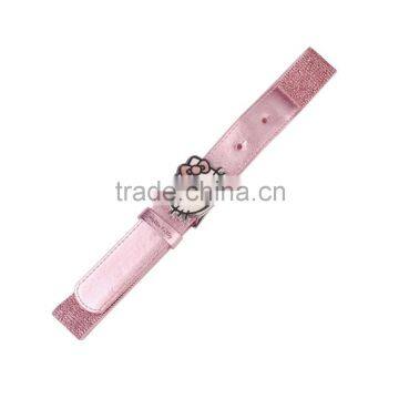 new fashion kids shiny PU leather belt with kitty cat