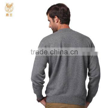 Fancy Round Neck Cashmere Sweater Pullover, Men Latticed Grey Pullover photo-2