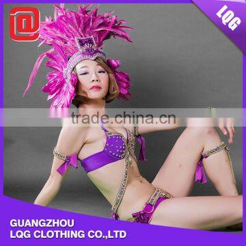 Hot Handmade Purple Feather Rhinestone Sexy Women Carnival Costumes photo-2